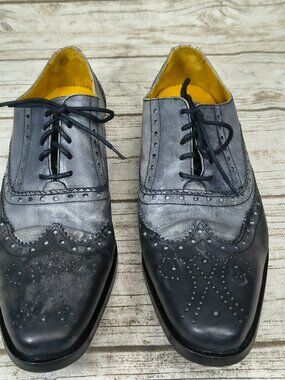 Undandy Two Tone Black And Gray Brogue Wingtip Oxford Shoes Size 41